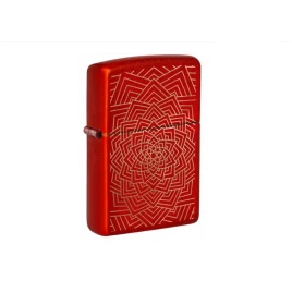 Zippo metál vörös lézergravírozott benzines öngyújtó – koncentrikus geometrikus mintával