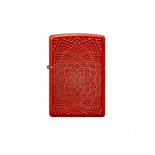 Zippo metál vörös lézergravírozott benzines öngyújtó – koncentrikus geometrikus mintával