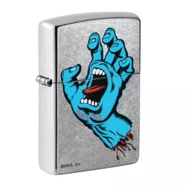 Zippo Santa Cruz Screaming Hand benzines gyújtó – szálcsiszolt króm, street art dizájn