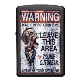 Zippo benzines öngyújtó – Zombie Warning mintával