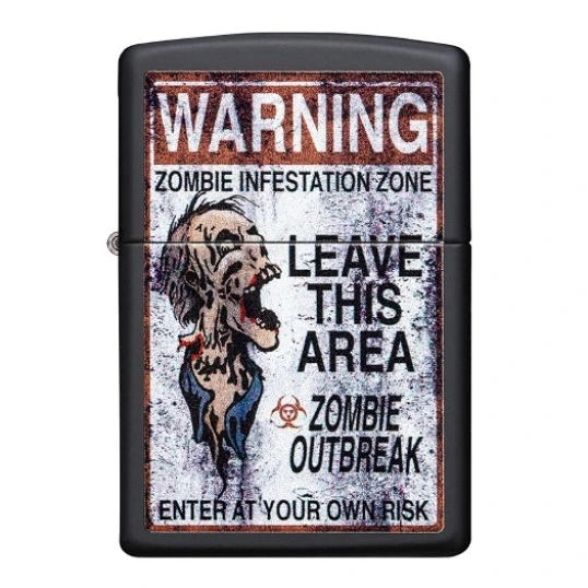 Zippo benzines öngyújtó – Zombie Warning mintával - Benzines öngyújtók