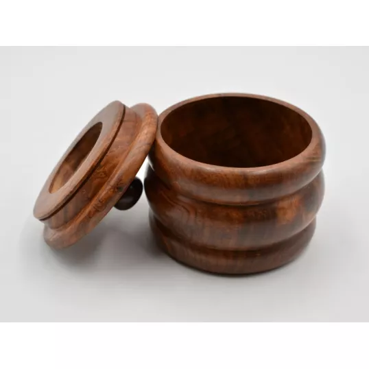 Szezámfa pipa dohánytartó doboz 100 g-hoz – barna, 11 cm - OUTLET - FILTER