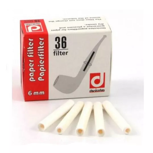 Denicotea 6mm pipafilter – 36 db cellulóz pipaszűrő