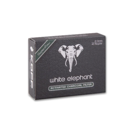 Pipafilter White Elephant Superflow aktívszén szűrő, 9mm - 40db - Pipa filter