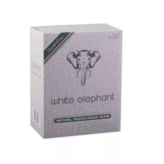 White Elephant Superflow tajtékkővel töltött pipafilter, 9 mm – 150 db