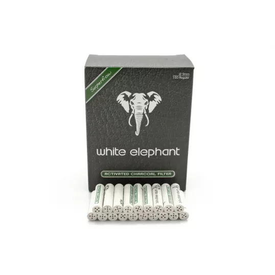 White Elephant Superflow 9 mm-es aktívszén pipafilter – 150 db