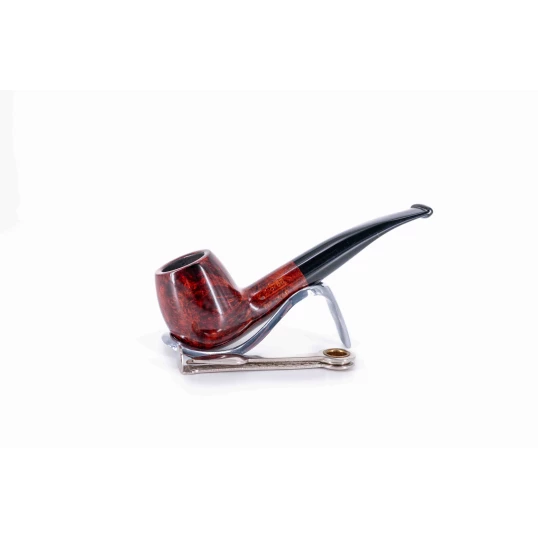Adsorba 9mm-es filteres bruyer pipa, vörösesbarna színű, Billiard típusú, enyhén hajlított akril csutorával - 3