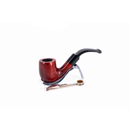 Adsorba vörösesbarna színű filteres hanga gyökér pipa 9mm-es filterrel - Bent Billiard típusú - Billiard