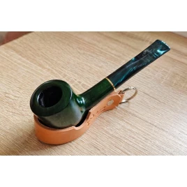 Angelo polírozott billiard pipa – 9 mm filteres, mély zöld, arany színű díszgyűrűvel