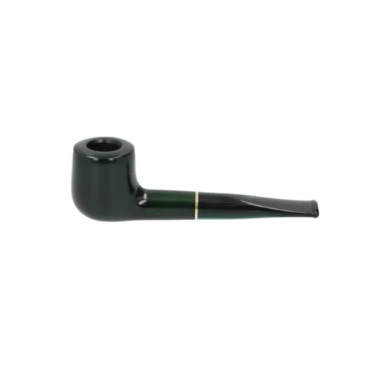 Angelo polírozott billiard pipa – 9 mm filteres, mély zöld, arany színű díszgyűrűvel - Billiard