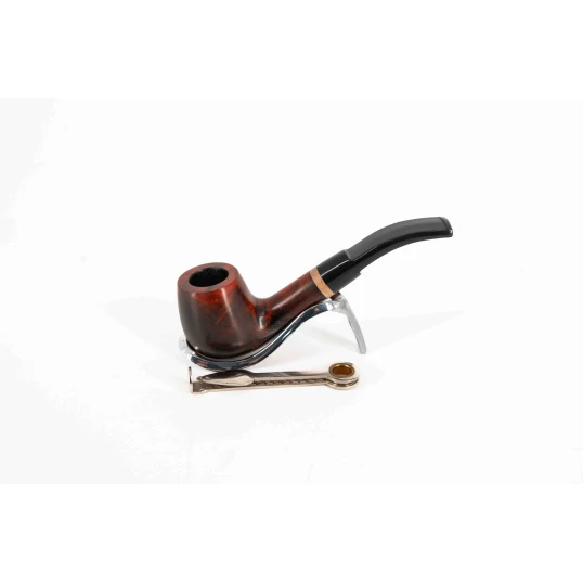 Angelo Midi billiard hangagyökér pipa, sötét vörösesbarna, 9 mm filteres, hajlított bent forma, nyerges - Angelo MIDI pipák