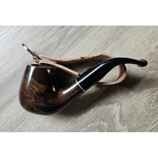 Angelo pipás szett Half Bent Billiard bruyer pipával, pipatáskával, 9 mm-es filterrel, szárkefével és 3 részes pipatömködővel