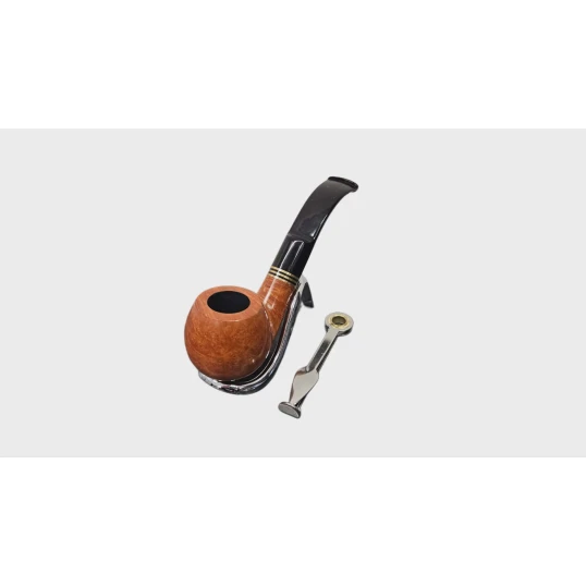 Capitello Corallo de Luxe Bent hanga gyökérből készített pipa, nyerges hajlított szár, 3db rézszínű gyűrű, 9mm-es filteres