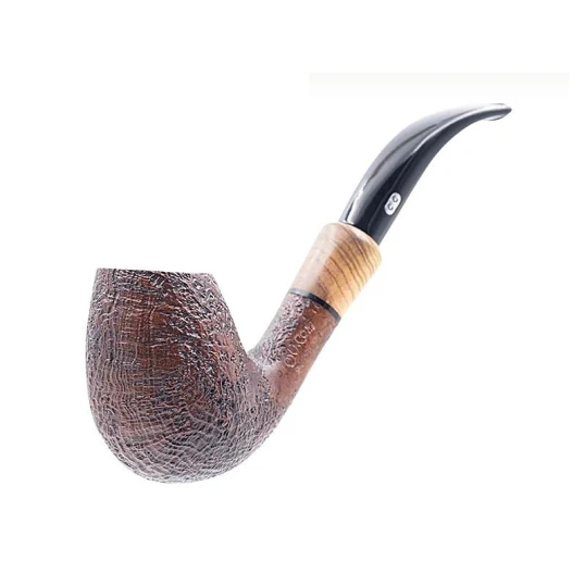 Chacom Supreme Sandblasted sötétbarna színű homokfúvott 9 mm filteres hangagyökér pipa - Hajlított pipaszárral