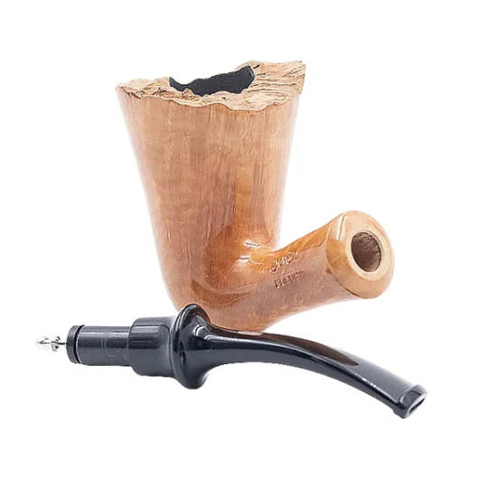 Chacom Fleur Natural Varnish hajlított bruyer pipa természetes, rusztikus felső peremmel - Chacom Fleur