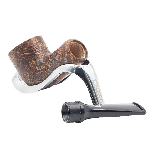Chacom Reverse Calabash egyenes bruyer pipa barna homokfúvott felülettel, fekete akril szopókával - Chacom Reverse Calabash