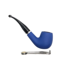 Design Berlin Bent Billiard briarpipa 9 mm-es filterrel – matt kék