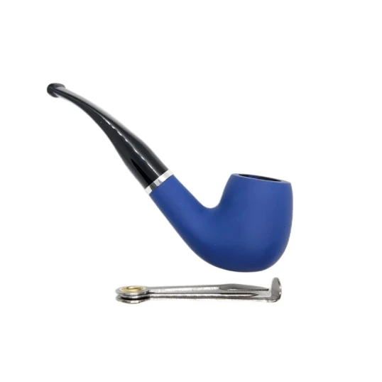 Design Berlin Bent Billiard briarpipa 9 mm-es filterrel – matt kék - Design Berlin