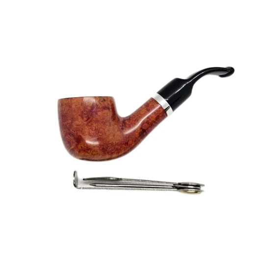 Design Berlin Bent Billiard polírozott vörösesbarna bruyer pipa erősen hajlított szopókával 9 mm-es filterrel - Design Berlin