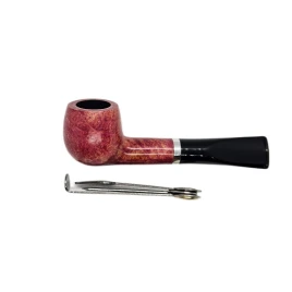 Design Berlin Billiard polírozott vörösesbarna bruyer pipa egyenes szopókával 9 mm-es filterrel