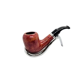 Design Berlin Bent Billiard polírozott vörösesbarna hangagyökér pipa 9 mm-es filterrel
