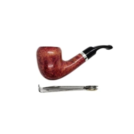 Design Berlin Bent Billiard polírozott vörösesbarna hangagyökér pipa 9 mm-es filterrel