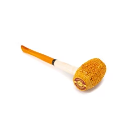 Missouri Meerschaum Huck Finn Corn Cob Pipe egyenes hosszú szárú kukorica pipa, borostyánsárga akril szopókával, filter nélküli
