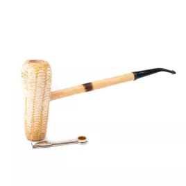 Missouri Meerschaum MacArthur 5-Star Polished Corn Cob kukorica pipa hosszú hajlított szárral, filter nélkül
