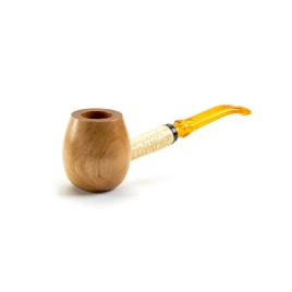 Missouri Meerschaum Maple Hardwood Apple Diplomat hajlított szárú juharfa pipa – Borostyánsárga akril csutorával – 6 mm-es filterrel