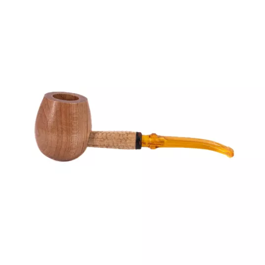 Missouri Meerschaum Maple Hardwood Apple Diplomat hajlított szárú juharfa pipa – Borostyánsárga akril csutorával – 6 mm-es filterrel