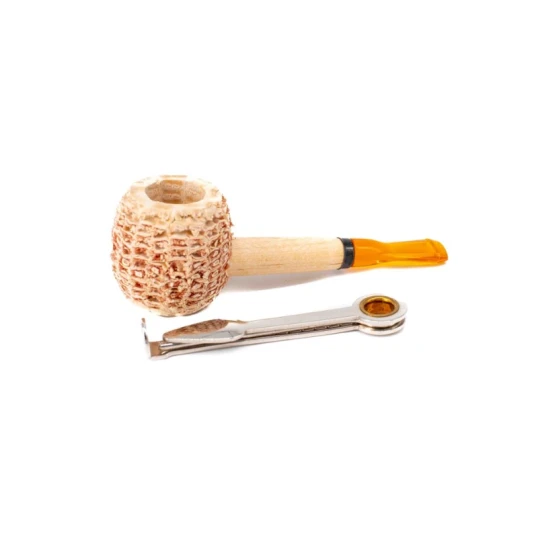 Missouri Meerschaum Corn Cob Morgan Natural kukorica pipa egynes szárral filter nélkül - Apple