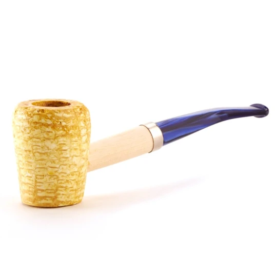 Missouri Meerschaum Valor Legend Corn Cob Pipe hajlított szárú kukorica pipa, kék olasz akril szopókával, 6 mm-es filterhez - Apple