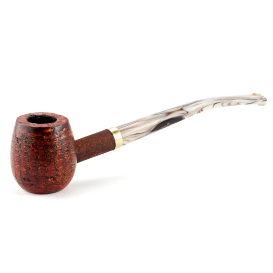 Missouri Meerschaum Horn Sitting Shire Corn Cob Pipe hosszú hajlított szárral, fekete olasz akril szopókával, filter nélküli - Apple