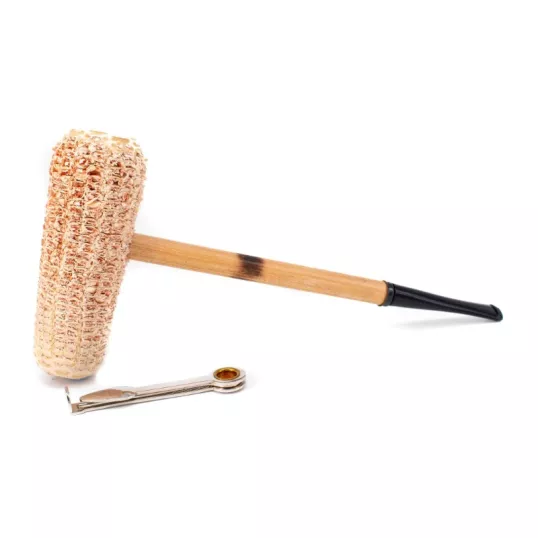 Missouri Meerschaum MacArthur 5-Star Natural Corn Cob kukorica pipa hosszú egyenes szárral, filter nélkül