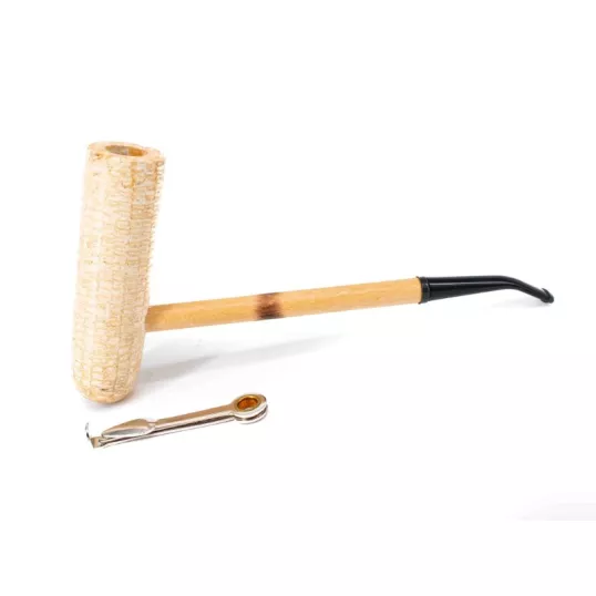 Missouri Meerschaum MacArthur Classic Polished Corn Cob kukorica pipa hosszú hajlított szárral, filter nélkül