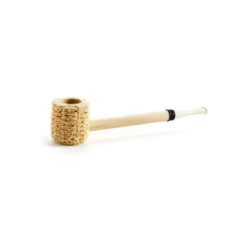 Missouri Meerschaum Natural Short Stop Corn Cob Pipe egyenes hosszú szárú kukorica pipa, elefántcsont színű akril szopókával, filter nélküli