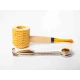 Missouri Meerschaum Miniature Corn Cob Pipe egyenes szárú mini kukorica pipa, borostyánsárga akril szopókával, filter nélküli - Kukorica pipa