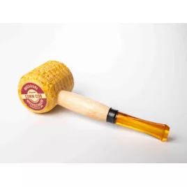 Missouri Meerschaum Miniature Corn Cob Pipe egyenes szárú mini kukorica pipa, borostyánsárga akril szopókával, filter nélküli