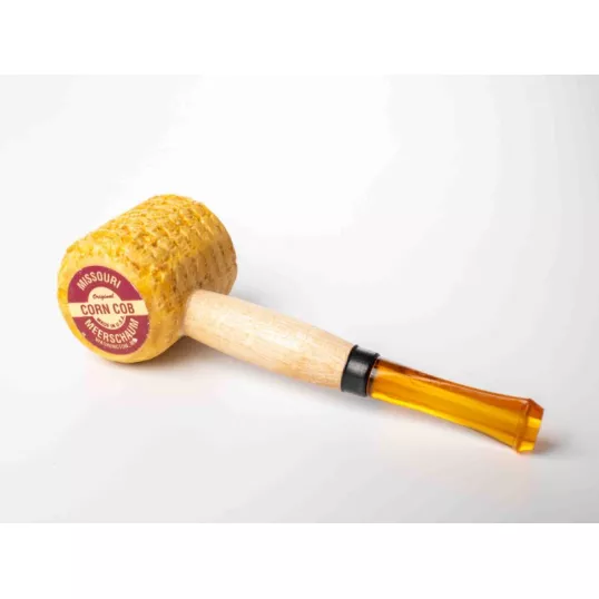 Missouri Meerschaum Miniature Corn Cob Pipe egyenes szárú mini kukorica pipa, borostyánsárga akril szopókával, filter nélküli - Kukorica pipa