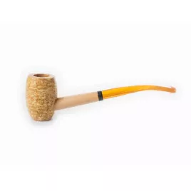 Missouri Meerschaum Pony Express Corn Cob Pipe hajlított szárú kukorica pipa, borostyánsárga akril szopókával, filter nélküli