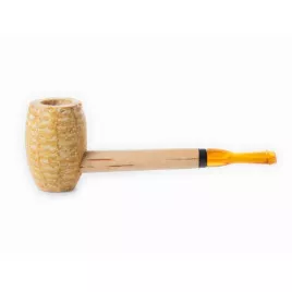Missouri Meerschaum Pony Express Corn Cob Pipe egyenes szárú kukorica pipa, borostyánsárga akril szopókával, filter nélküli