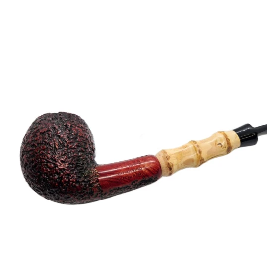 Mastro Geppetto Rusticato Bamboo Bent Billiard briarpipa bambuszszárral, 9 mm-es filterrel - Mastro Geppetto by Ser Jacopo