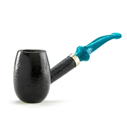 Missouri Meerschaum Raven Cob - Fekete hollócső kukorica pipa, smaragd zöld színű dán típusú akril szopókával, filter nélkül - Billiard