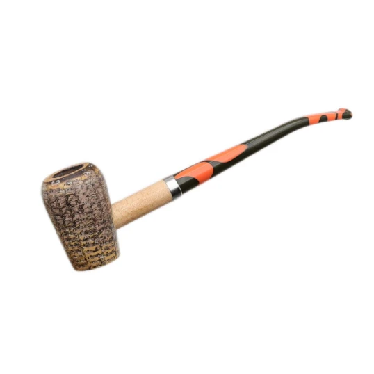 Missouri Meerschaum Elf Cobbit Corn Cob kukorica pipa hosszú fekete - narancssárga színű hajlított szárral, filter nélkül - Churchwarden