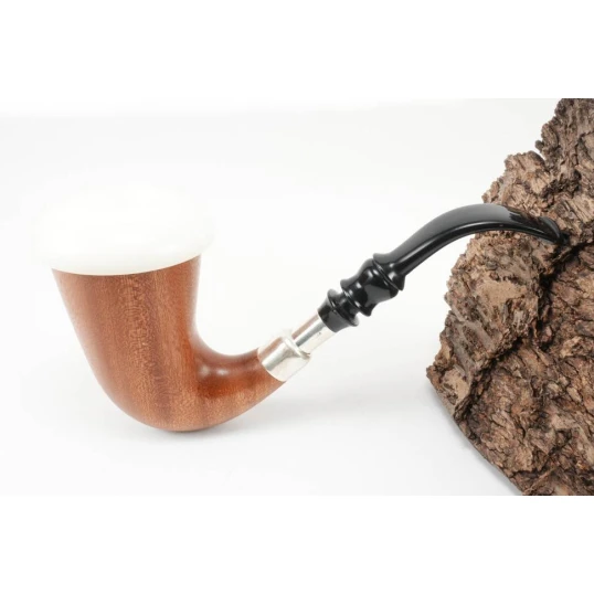Kézzel készült Calabash stílusú tajtékpipa – Lopótök formájú, ezüst díszítéssel - Calabash