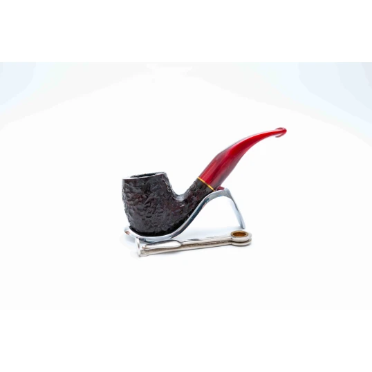 Padonio rusztikolt bruyer pipa 9mm filterrel, hajlított nyerges szárral, Billiard-bent forma