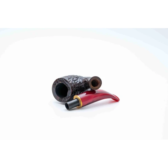 Padonio rusztikolt bruyer pipa 9mm filterrel, hajlított nyerges szárral, Billiard-bent forma