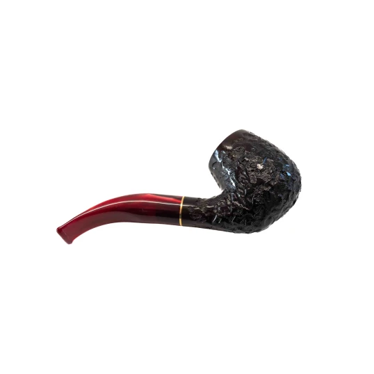 Padonio rusztikolt bruyer pipa 9mm filterrel, hajlított nyerges szárral, Billiard-bent forma
