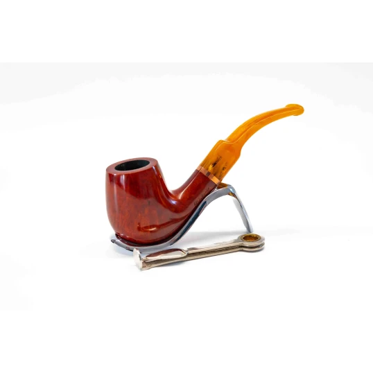 Padonio bruyer pipa 9mm filterrel, hajlított nyerges szárral, Billiard-bent forma