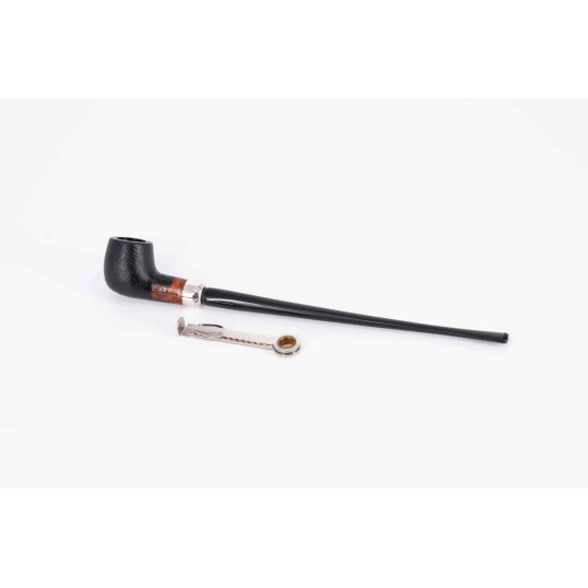 Padonio olvasópipa – egyenes szárú, klasszikus billiard forma, hangagyökérből, filteres, sandblast, 26.5 cm